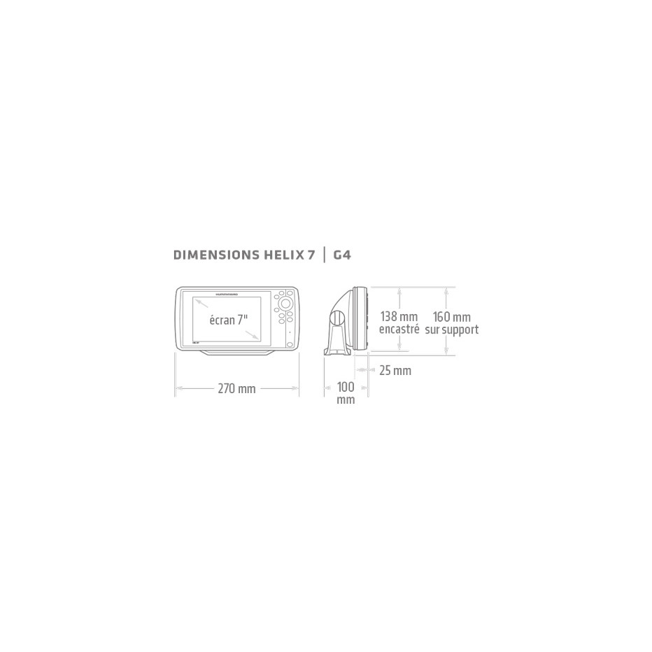 Humminbird Helix 7 G4 : schéma des dimensions
